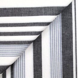 Tissu madras de couleur blanc rayures gris