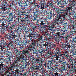 Tissu coton blanc imprimé géométrique