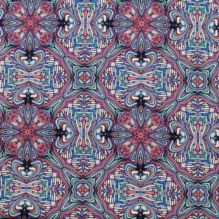 Tissu coton blanc imprimé géométrique
