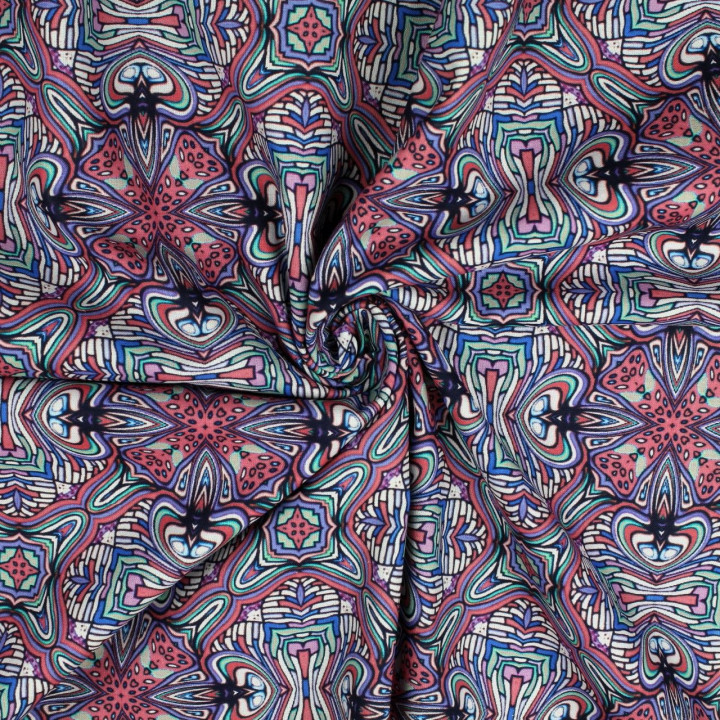 Tissu coton blanc imprimé géométrique