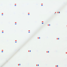 Tissu coton blanc milleraie imprimé drapeau français
