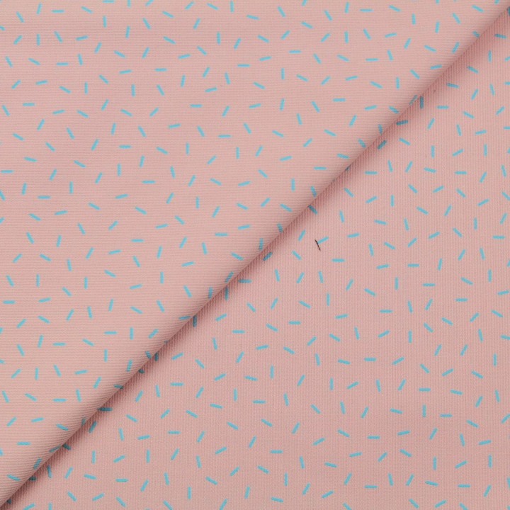 Tissu coton rose milleraie imprimé confettis