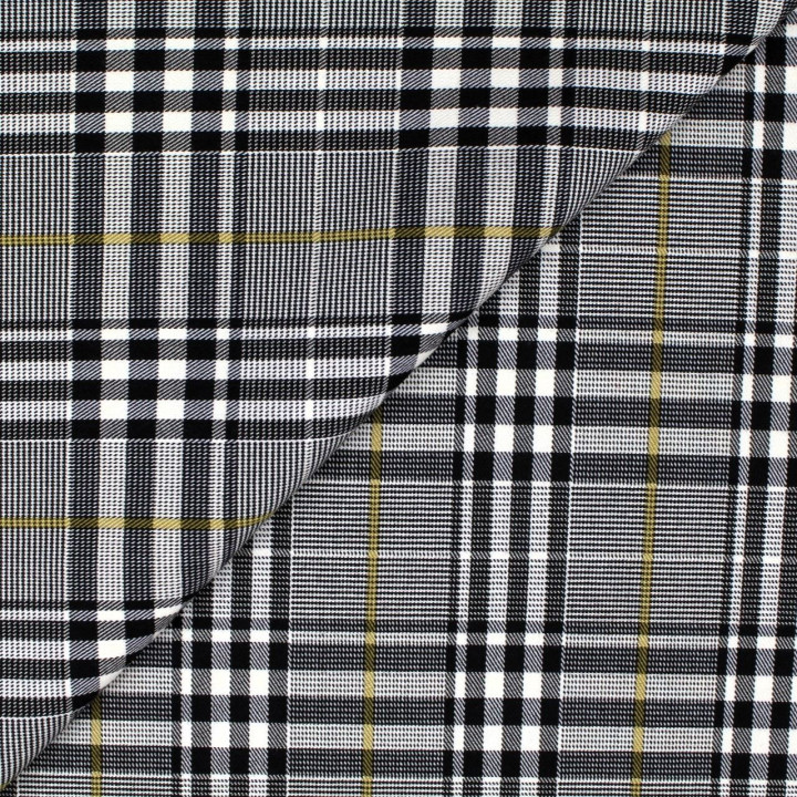 Tissu écossais blanc, noir et jaune miel