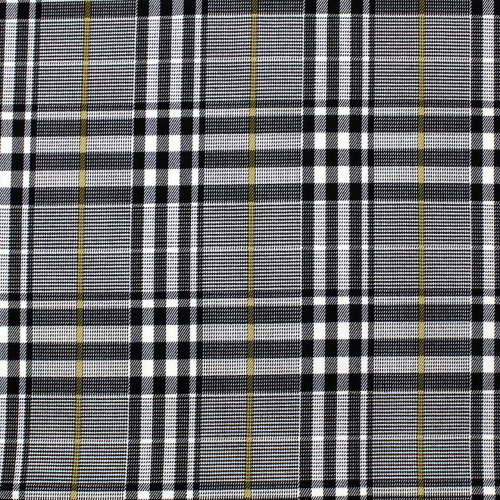 Tissu écossais blanc, noir et jaune miel