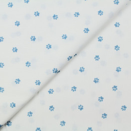 Tissu coton blanc milleraie imprimé empreinte pattes de chien | Moline