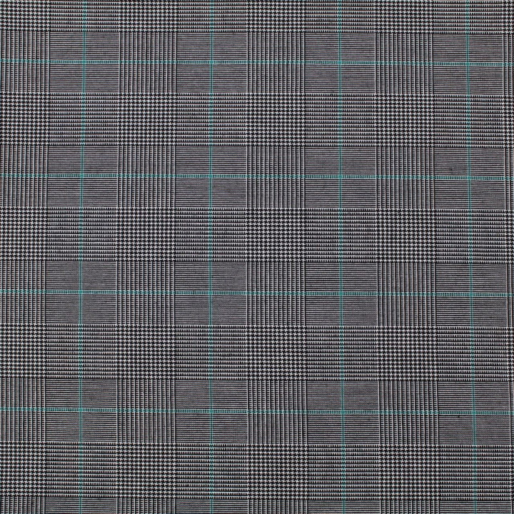 Tissu écossais noir, blanc avec un liséré bleu