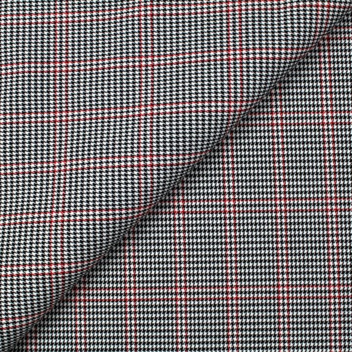 Tissu écossais noir, blanc et rouge