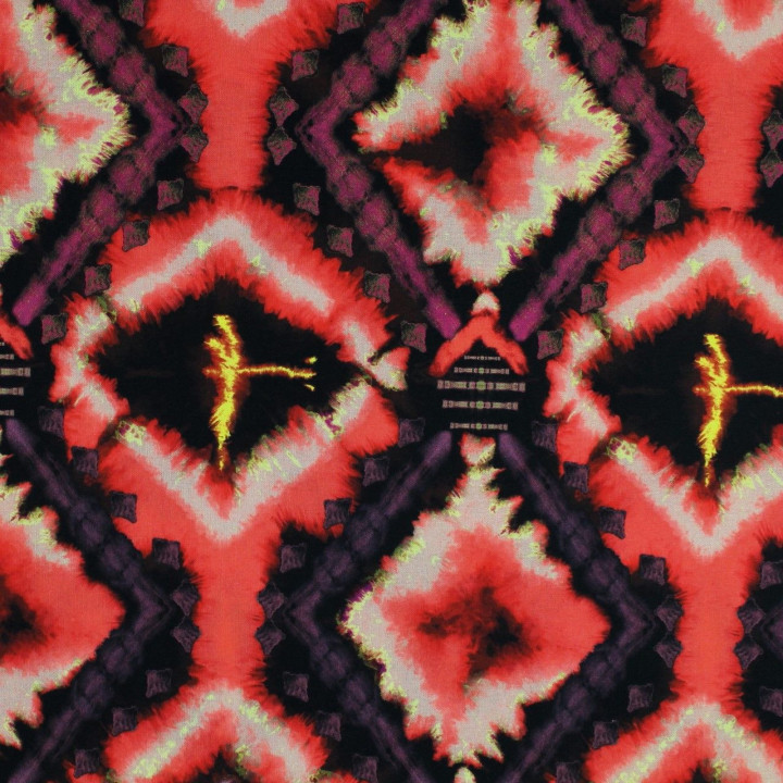 Tissu coton noir imprimé géométrique