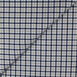 Tissu écossais blanc, gris et bleu marine