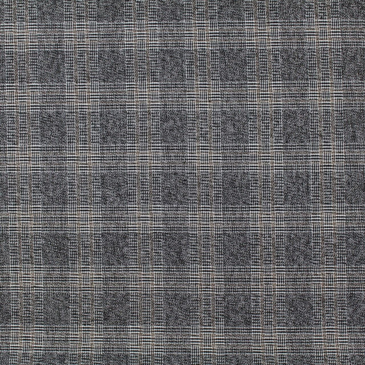 Tissu écossais chiné blanc et noir avec liseré jaune