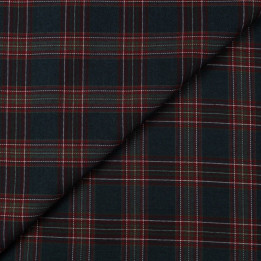 Tissu écossais noir charbon, rouge et blanc