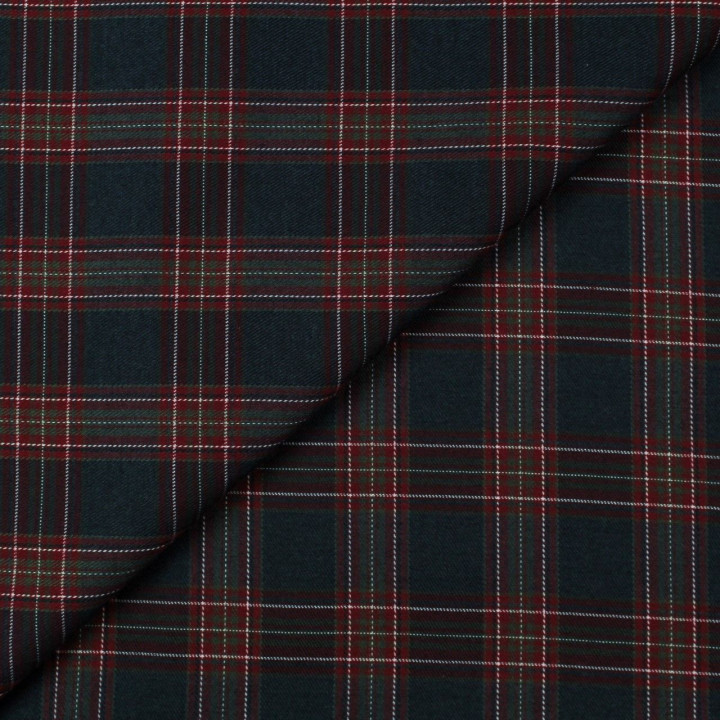 Tissu écossais noir charbon, rouge et blanc