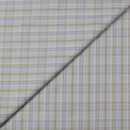 Tissu coton chemise gris et jaune à carreaux