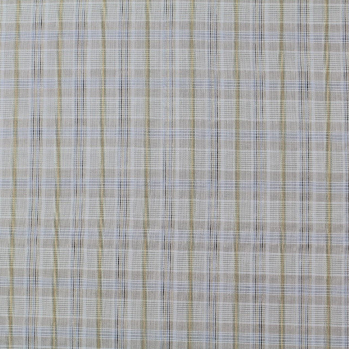 Tissu coton chemise gris et jaune à carreaux