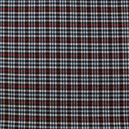 Tissu écossais noir, écru, bordeaux et bleu ciel