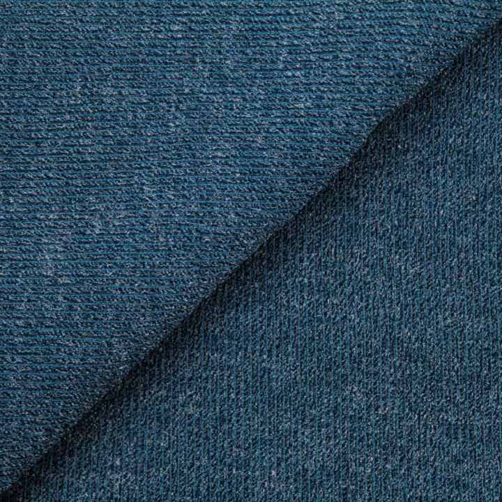 Tissu jersey côtelé bleu canard