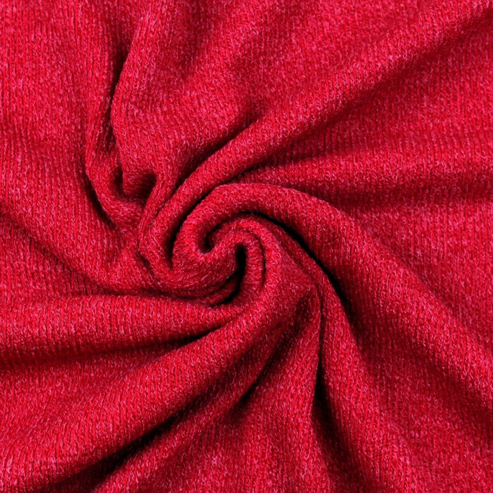 Tissu jersey côtelé rouge