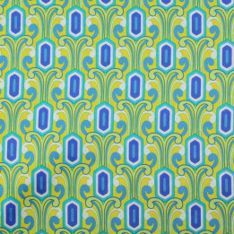 Tissu satin de soie vert anis imprimé géométrique - Made in Italy