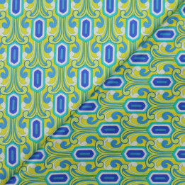 Tissu satin de soie vert anis imprimé géométrique - Made in | Moline