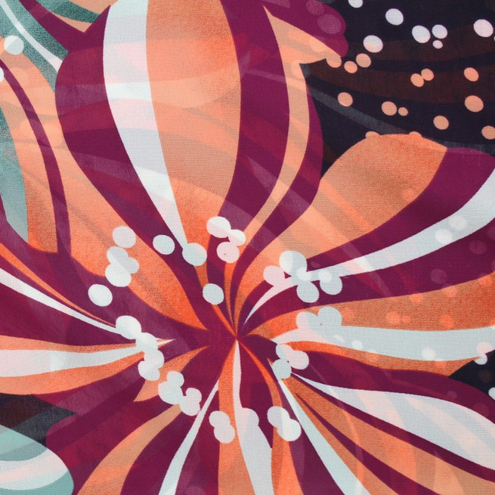 Tissus mousseline polyester imprimé fleuri et pois