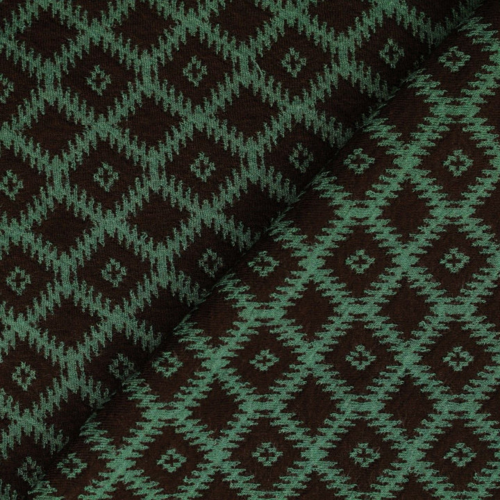Tissus jersey noir imprimé géométrique vert bouteille