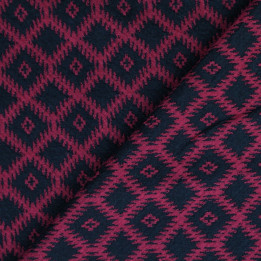 Tissus jersey noir imprimé géométrique grenat