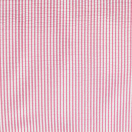 Tissu poly-coton blanc plissé rayures roses