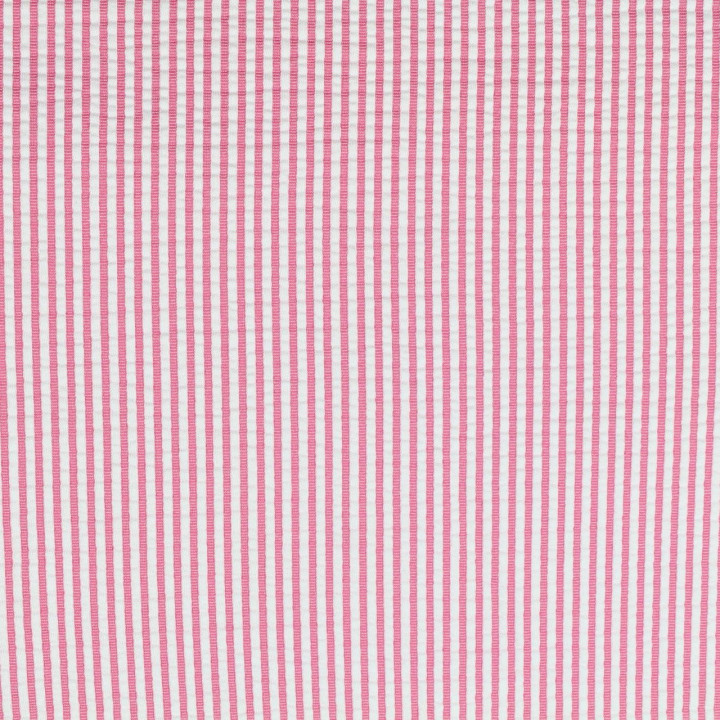 Tissu poly-coton blanc plissé rayures roses