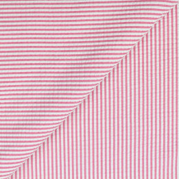 Tissu poly-coton blanc plissé rayures roses – coupon de 3 m | Moline