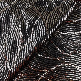 Tissus couture noir paillette or