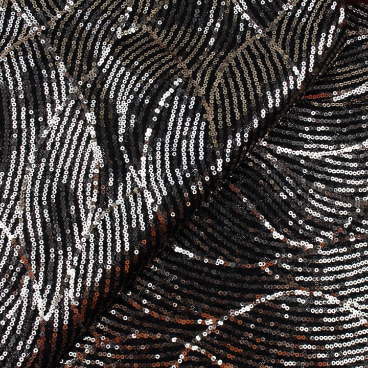 Tissus couture noir paillette or