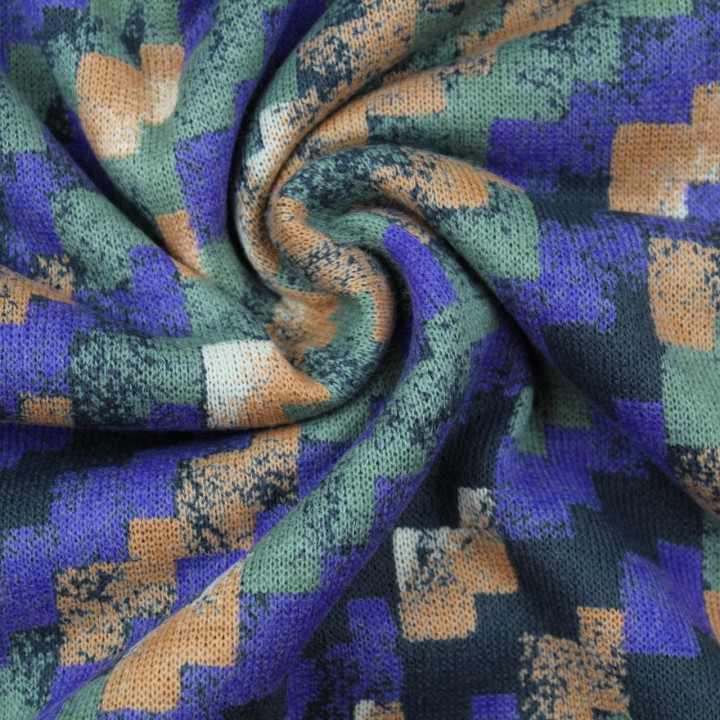 Tissus couture polyester noir imprimé géométrique