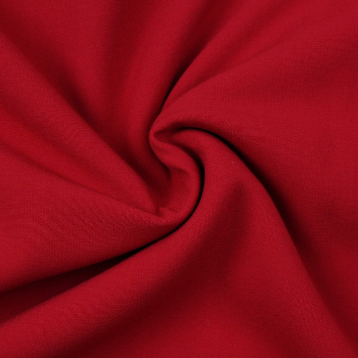 Tissus poly-viscose uni rouge