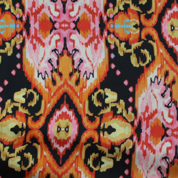Tissu satin de soie noir imprimé desigual - Made in Italy