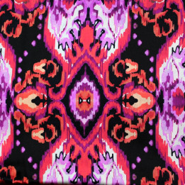 Tissu satin de soie noir imprimé desigual - Made in Italy