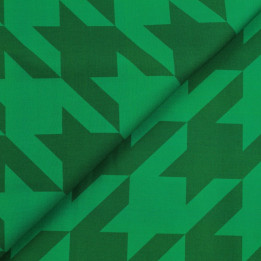 Tissu coton vert bouteille imprimé géométrique vert brillant