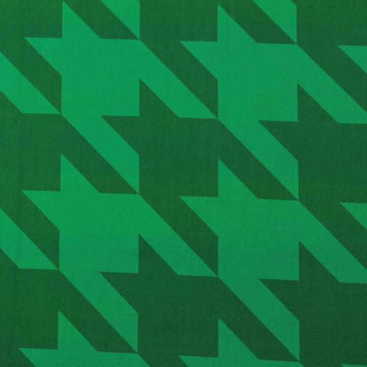 Tissu coton vert bouteille imprimé géométrique vert brillant