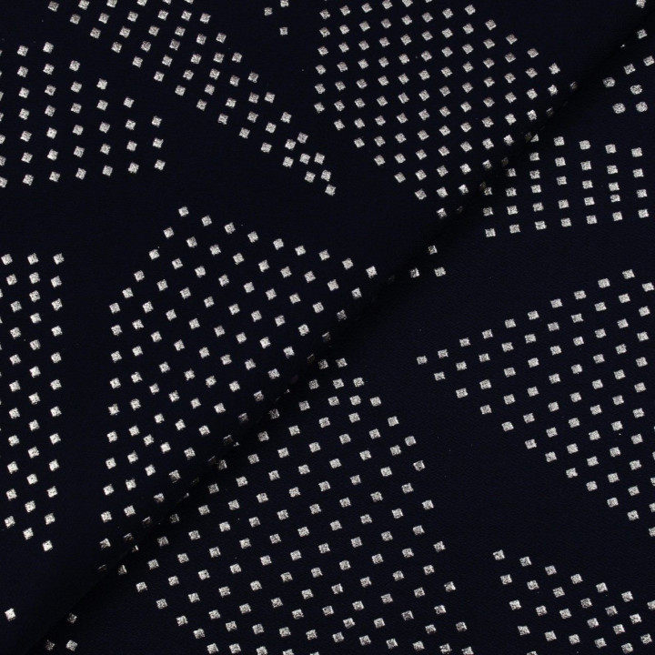 Tissus couture polyester noir strass or