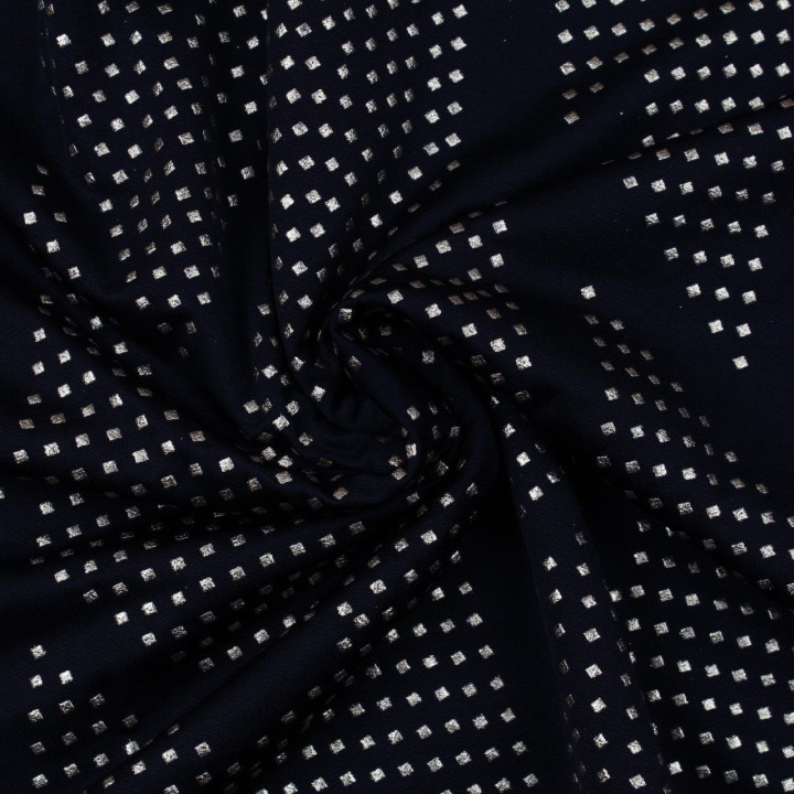 Tissus couture polyester noir strass or