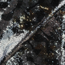 Tissus couture noir paillette or et argent