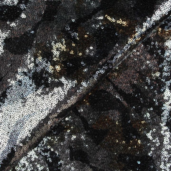 Tissus couture noir paillette or et argent