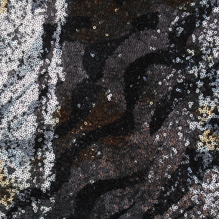 Tissus couture noir paillette or et argent