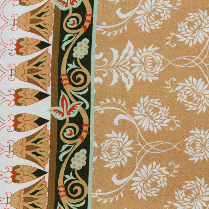 Tissus viscose ocre imprimé fleuri