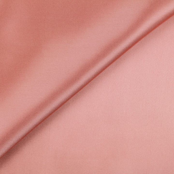 Tissu satin de soie uni rose corail