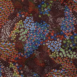 Tissu satin de soie marron imprimé fleuri - Made in Italy