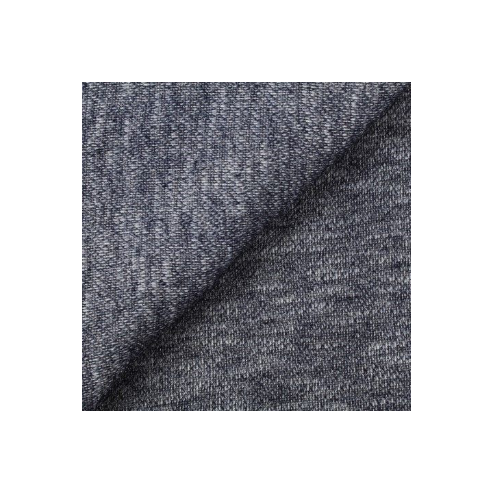 Tissus jersey écru chiné bleu marine