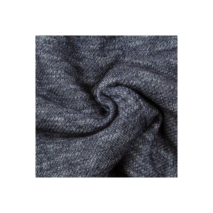 Tissus jersey écru chiné bleu marine