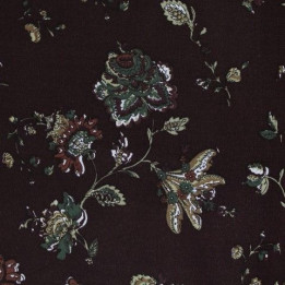 Tissus couture polyester marron imprimé fleuri