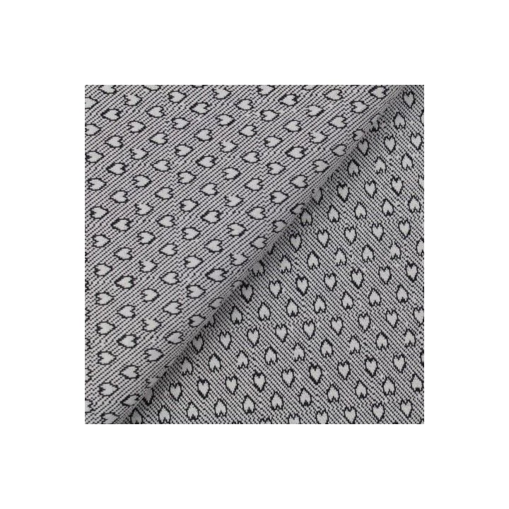 Tissus jersey blanc imprimé cœur noir