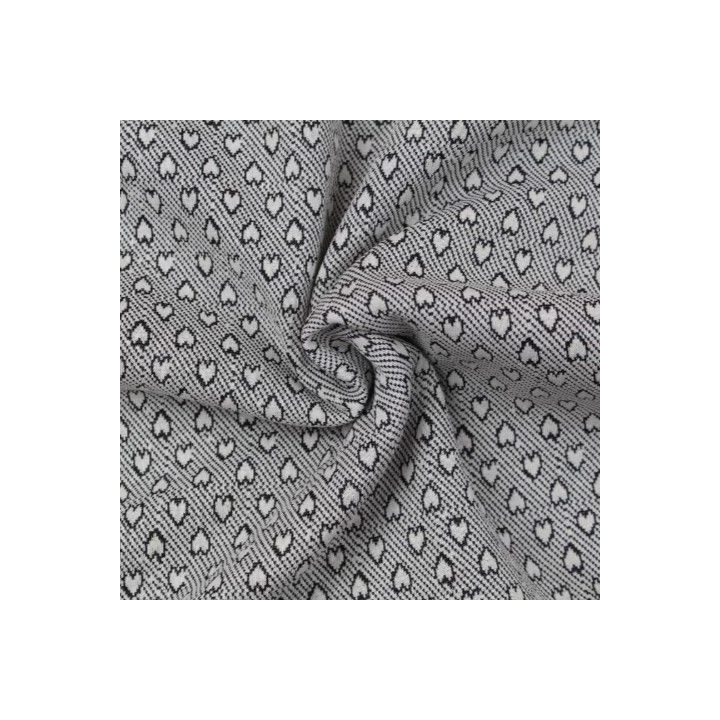 Tissus jersey blanc imprimé cœur noir